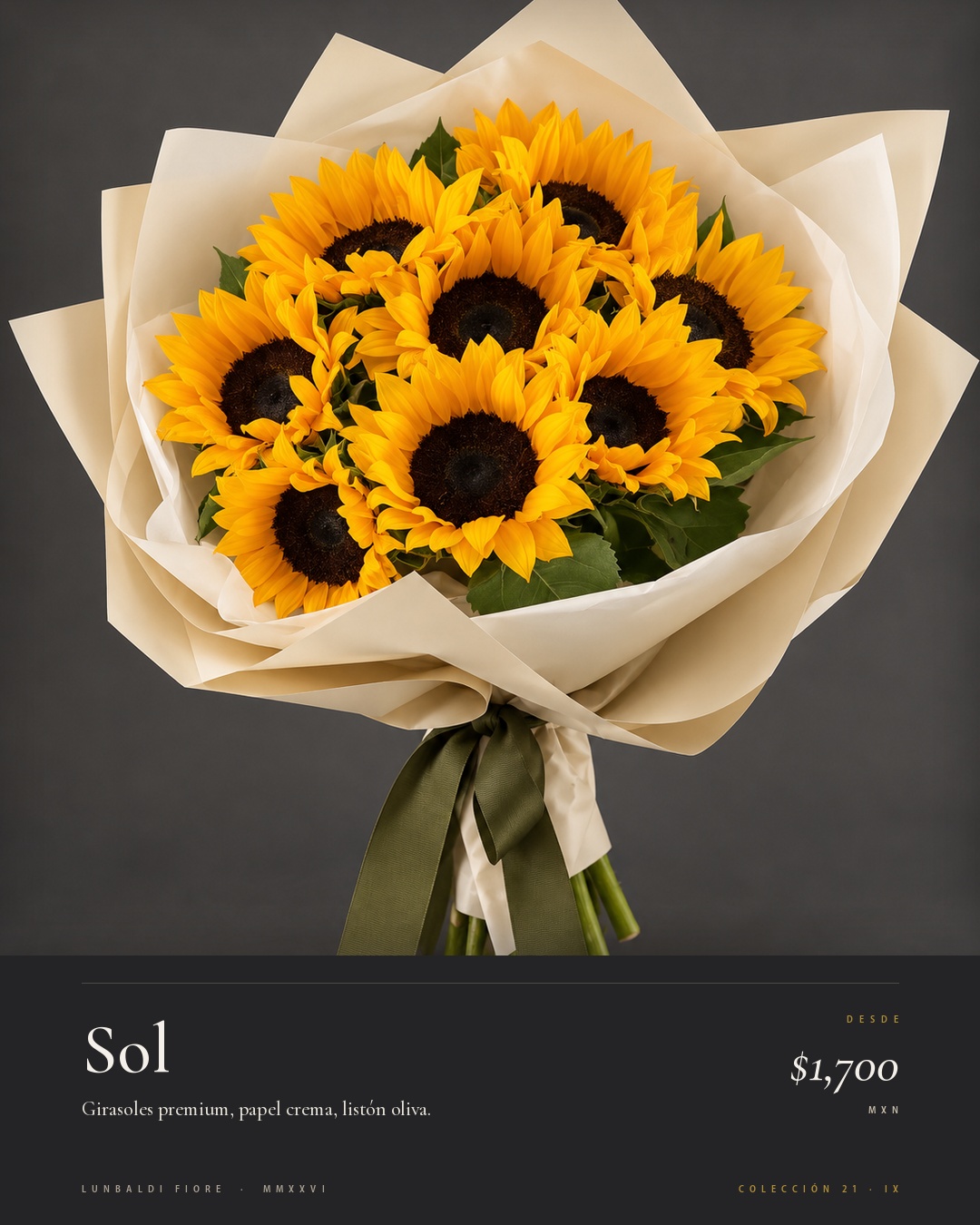 Ramo Sol de Lunbaldi Fiore: girasoles premium seleccionados